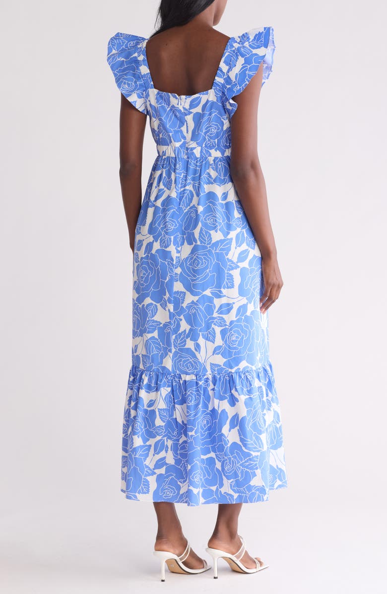London Times Floral Ruffle Strap Maxi Dress, Alternate, color, 