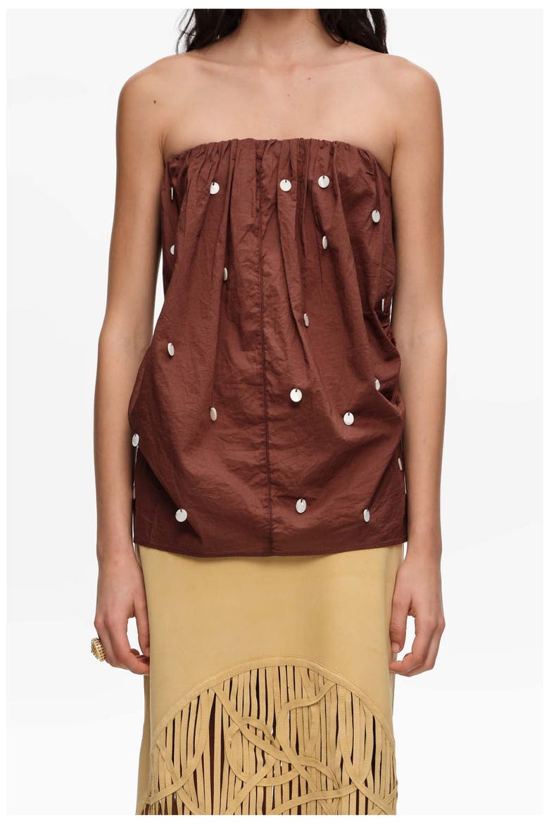 Ruched Strapless Top, Main, color, BROWN