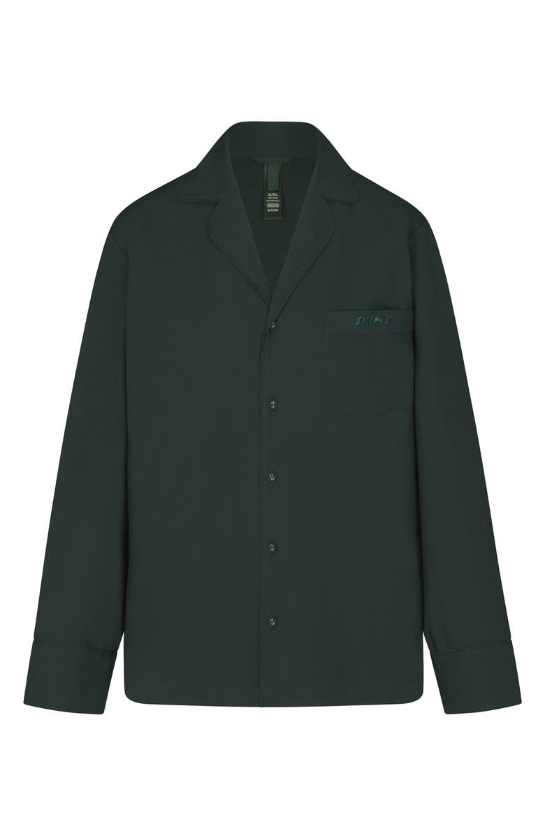 SKIMS Cotton Poplin Button-Up Sleep Top, Alternate, color, Pine
