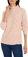 NIC+ZOE Pointelle Metallic Funnel Neck Sweater