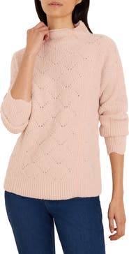 NIC+ZOE Pointelle Metallic Funnel Neck Sweater