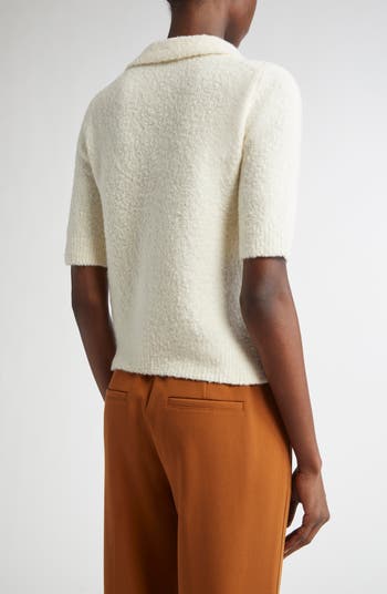 Bouclé Short Sleeve Polo Sweater