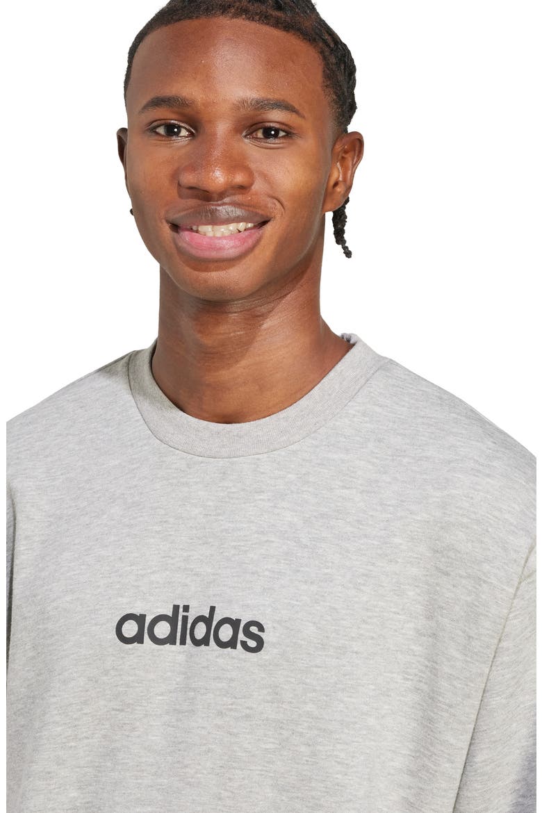 Linear Logo Crewneck Sweatshirt, Alternate, color, MEDIUM GREY HEATHER/ BLACK