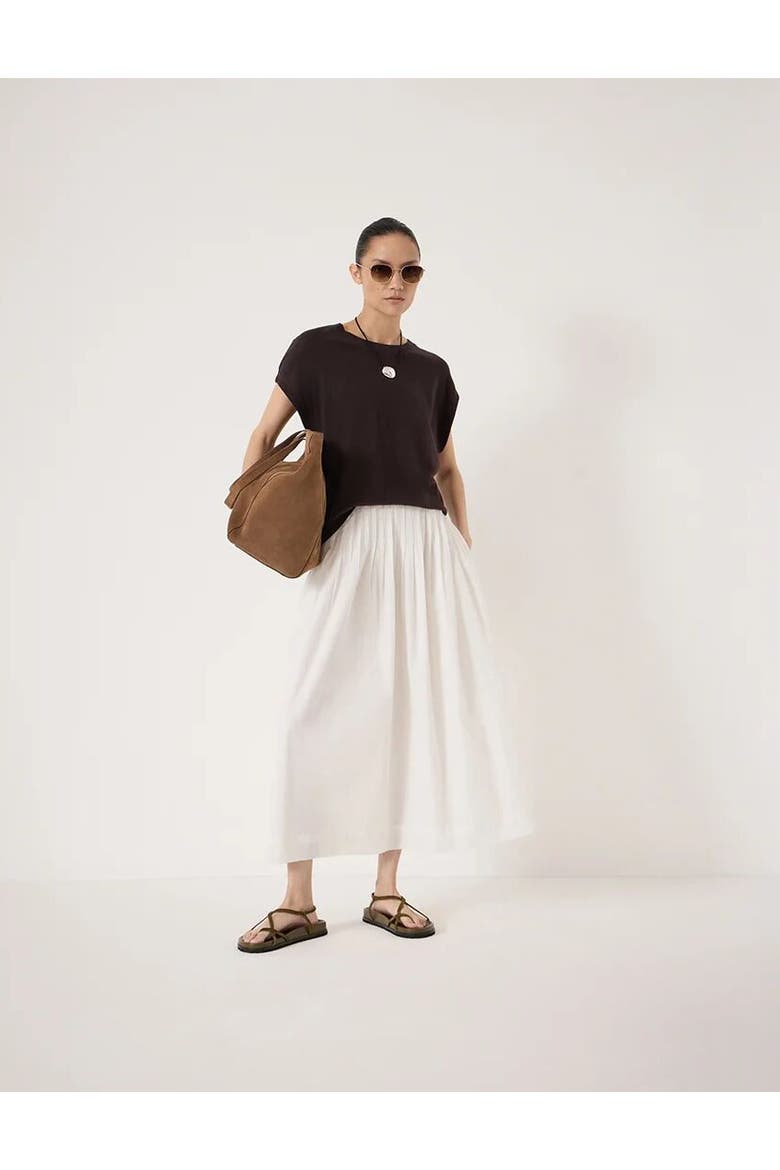Maddie Pleated Cotton Voile Midi Skirt, Alternate, color, White