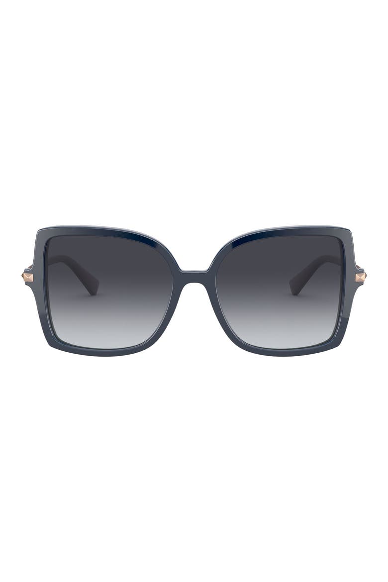 56mm Rockstud Butterfly Sunglasses, Main, color, BLUE/ GRADIENT GREY