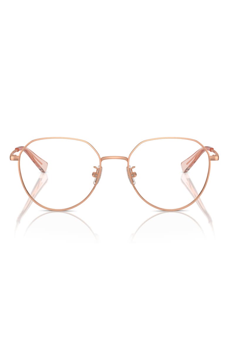 COACH 53mm Rectangular Optical Glasses, Main, color, Shiny Rose Gold / Demo Lens