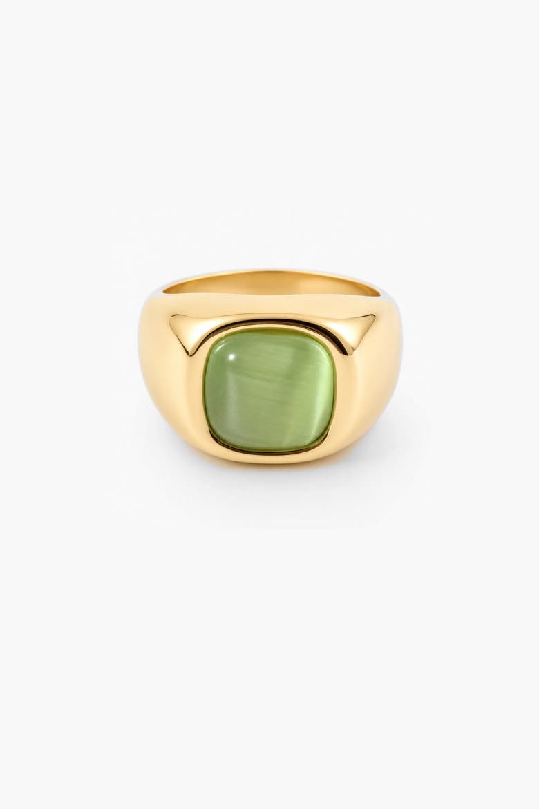 Green Cats Eye Signet Ring, Alternate, color, Gold With Green Cats Eye