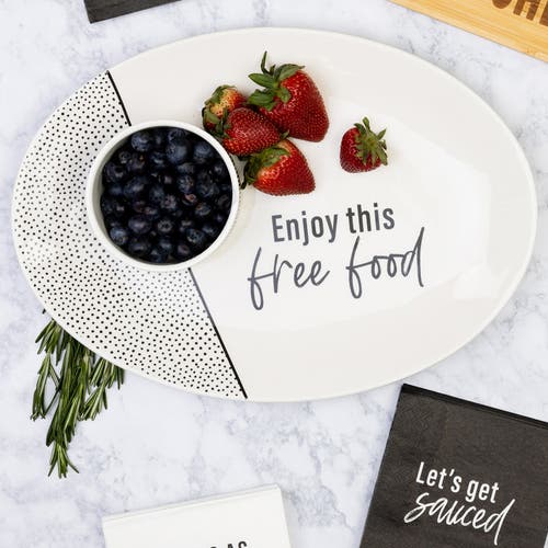 Totalee Gift Free Food Platter Ceramic White In White