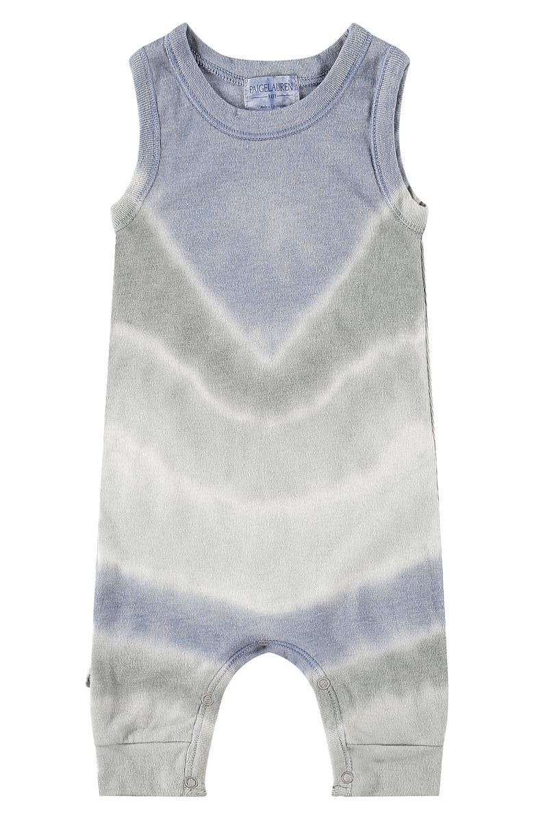 PAIGELAUREN Tie Dye Tank Romper, Main, color, Gray