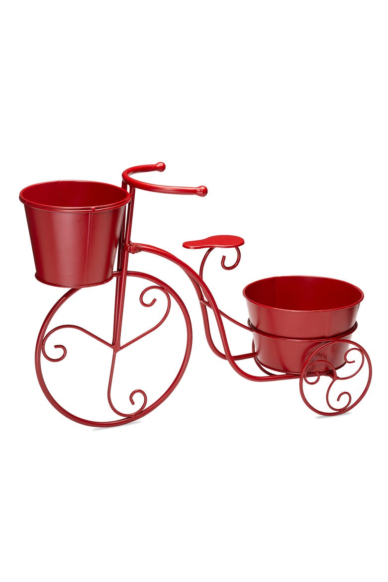 21.5"L Metal Bicycle Planter Stands Flower Pot Cart, Main, color, Red