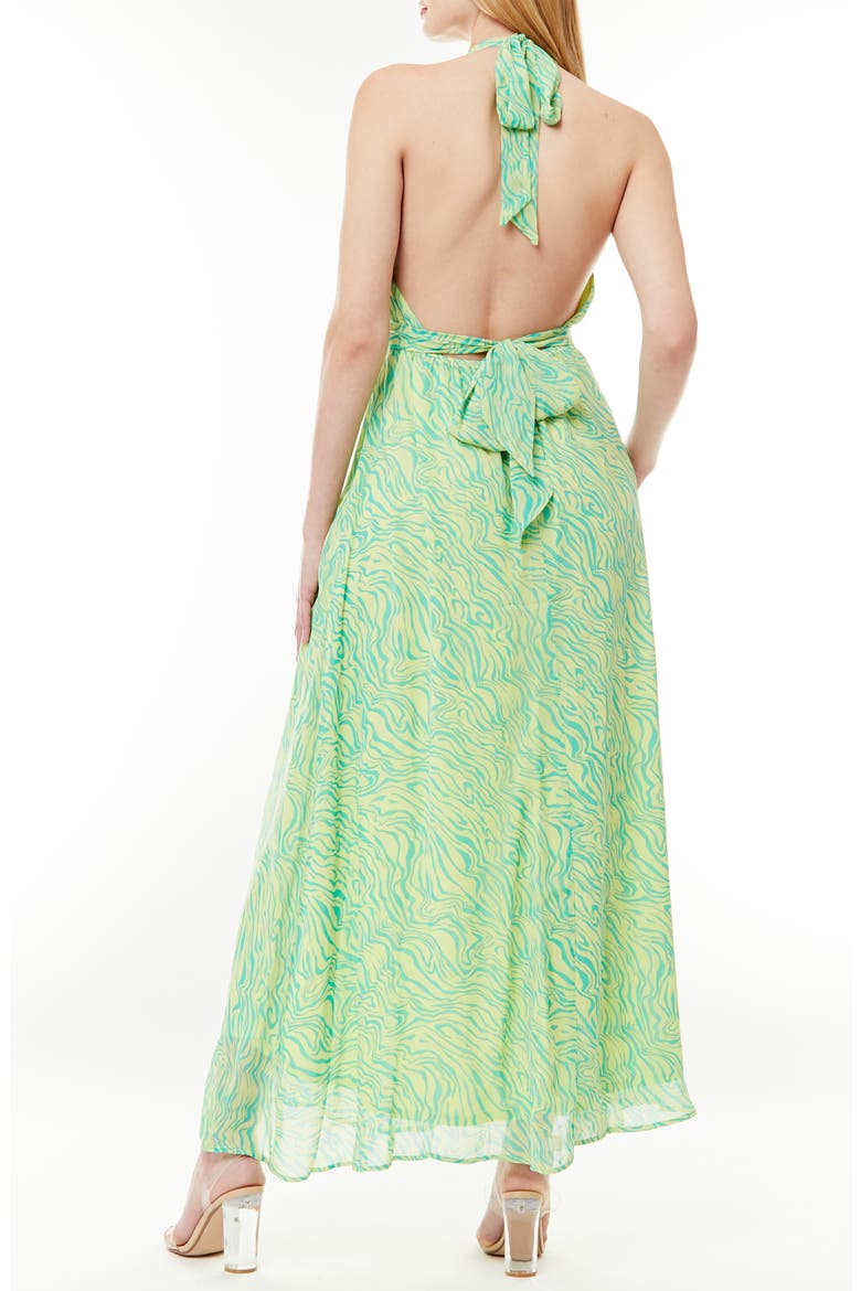 Soho Belted Halter Maxi Dress, Alternate, color, GREEN YELLOW