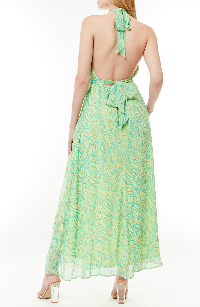 BY DESIGN Soho Belted Halter Maxi Dress, Alternate, color, Green Yellow