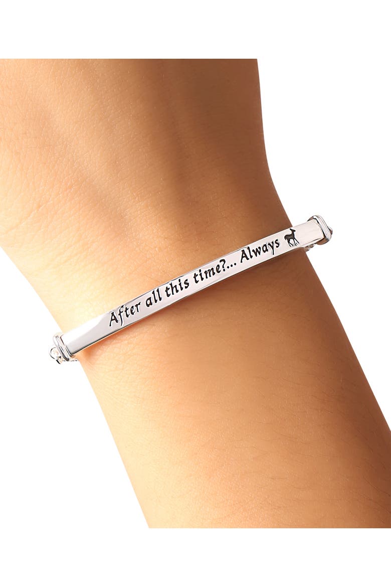 Snape's Silver Plated Love Always Bar Lariat Bracelet, 8.5", Alternate, color, Silver
