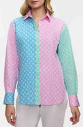 Foxcroft Meghan Geo Lattice Cotton Button-Up Shirt