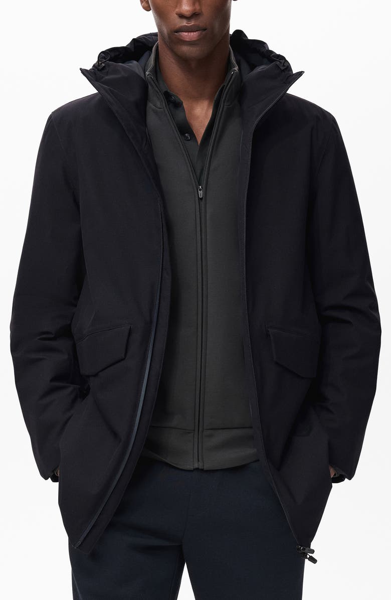 MANGO Water Repellent Packable Insulated Jacket, Main, color, Navy