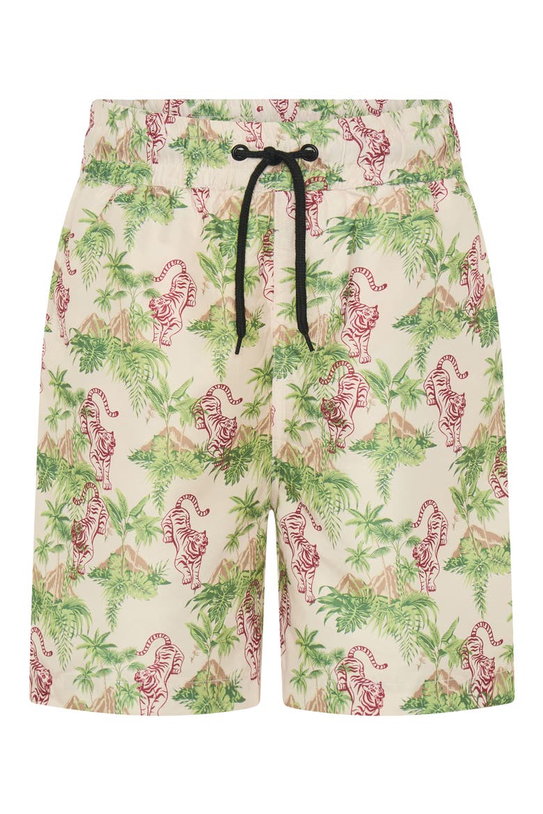 Kids' Tiger Island UPF 50+ Swim Trunks, Main, color, GREY MULTI