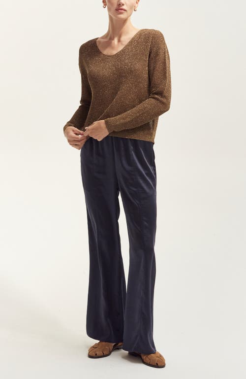 Crescent Lurex Sweater Top In Brown