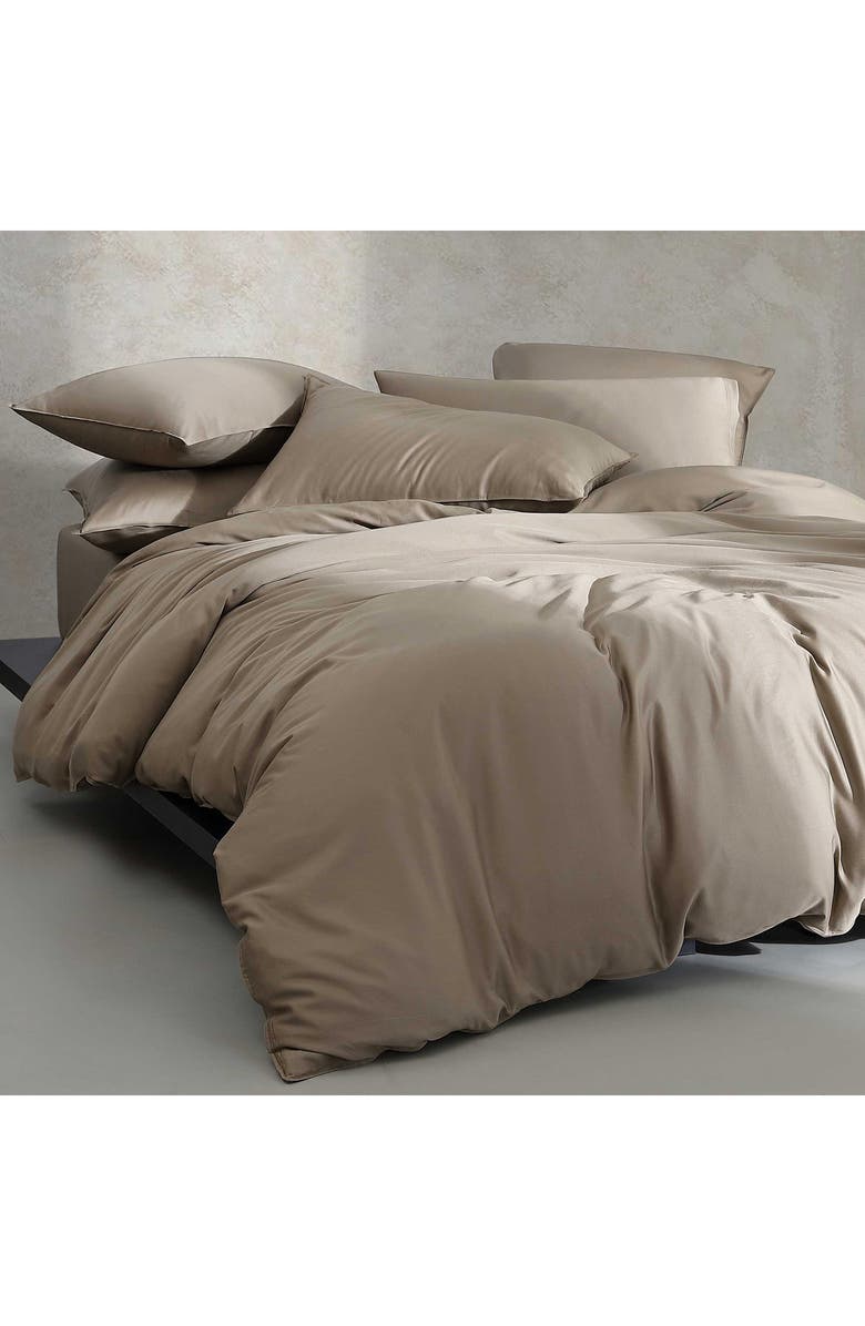 Calvin Klein Organic Earth Cotton Sateen Duvet Cover & Shams Set, Alternate, color, Brown