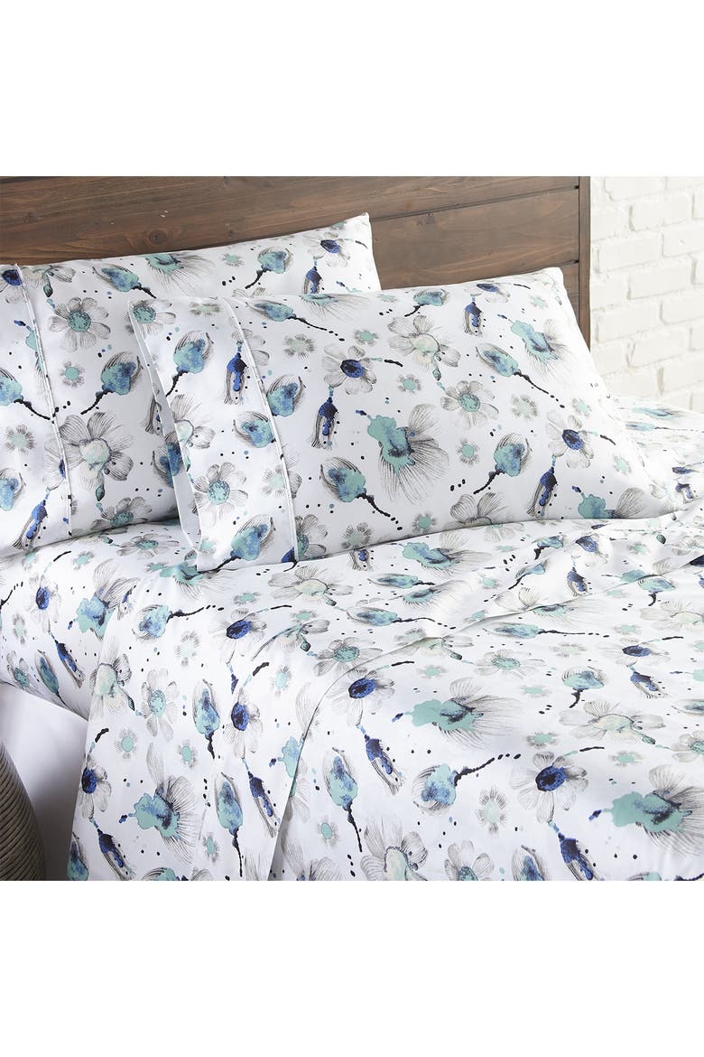Premium Collection Extra Deep Pocket 300 Thread-Count 4-Piece Sheet Set, Alternate, color, WATERCOLOR SYMPHONY BLUE