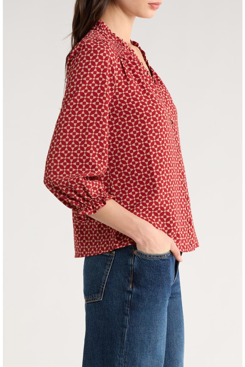 Print Front Button Top, Alternate, color, MULBERRY RED