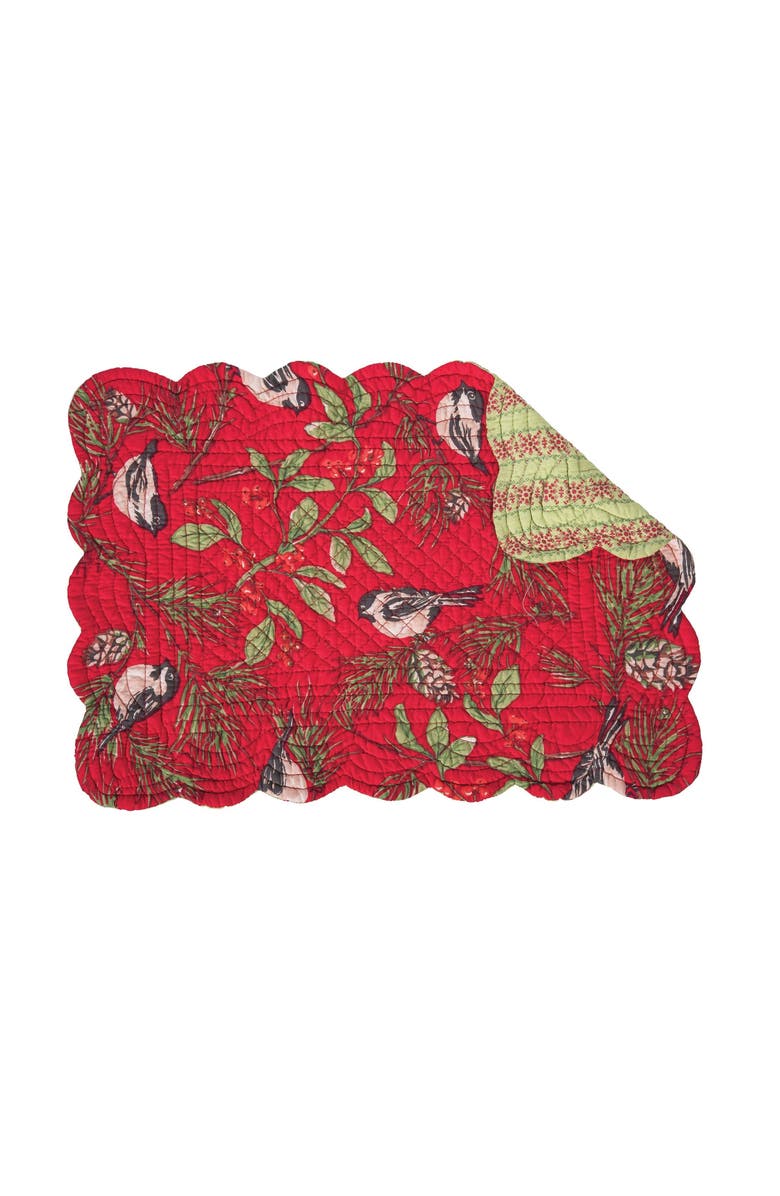 C&F Home Chickadee Red Placemats Set of 6, 13" x 19", Main, color, Red