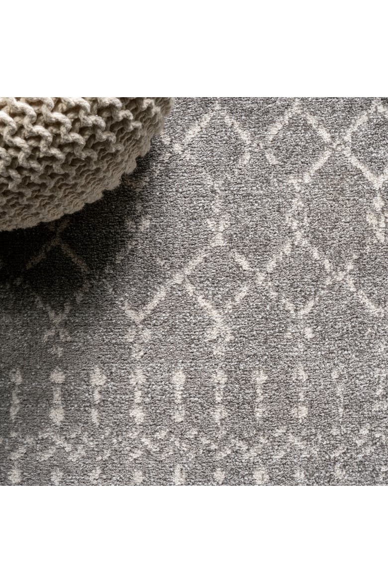 Moroccan HYPE Boho Vintage Diamond Round Area Rug, Alternate, color, Gray/Ivory