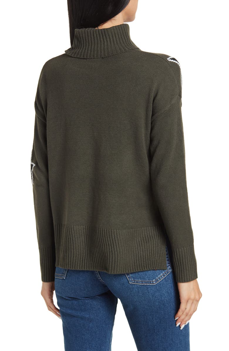 Sweet Romeo Outlined Star Oversized Turtleneck Sweater, Alternate, color, 