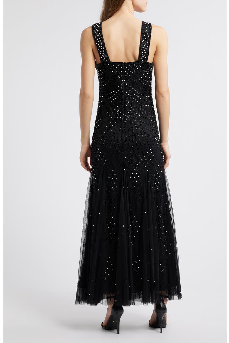 Two-Tone Beadwork Trumpet Gown with Sheer Bolero, Alternate, color, BLACK 001