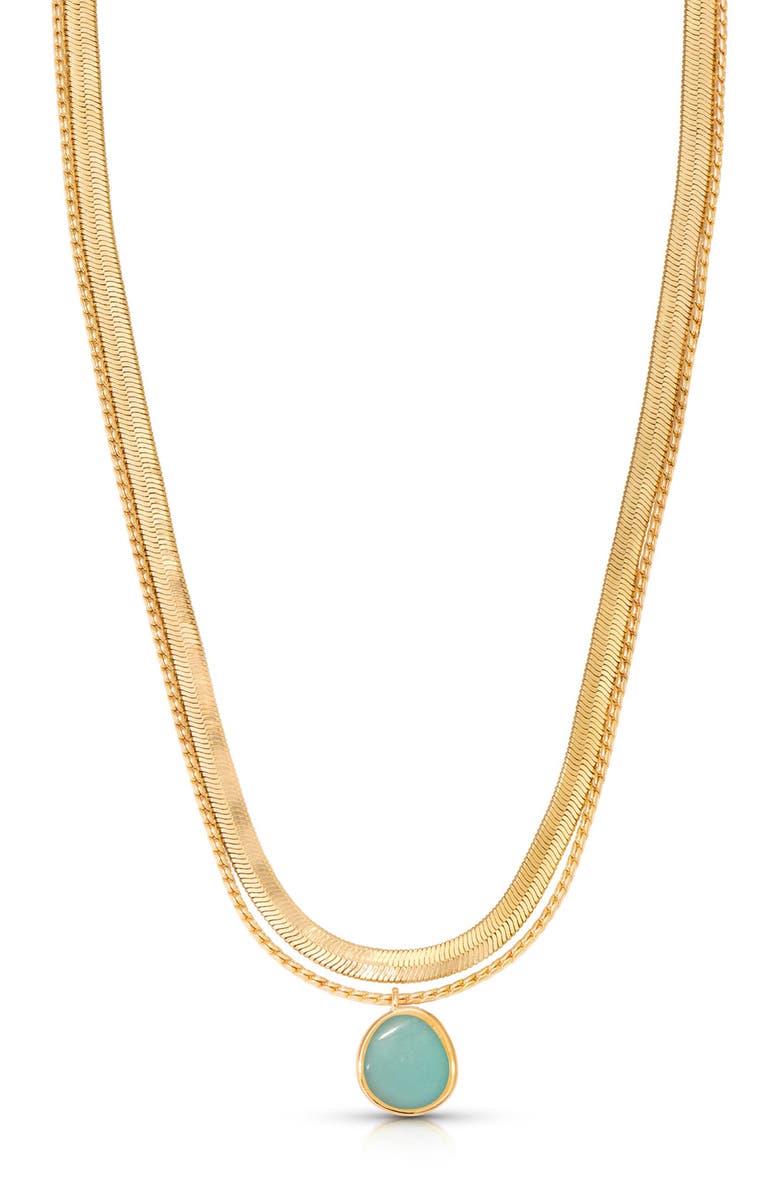 Ettika Radiant Orb Layered Necklace, Main, color, Amazonite And Gold