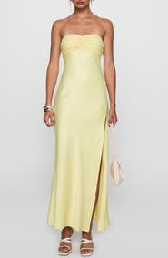 Princess Polly Chevalier Strapless Stretch Satin Maxi Cocktail Dress