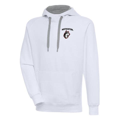 Men's Antigua  White Northeastern Huskies Victory Pullover Hoodie