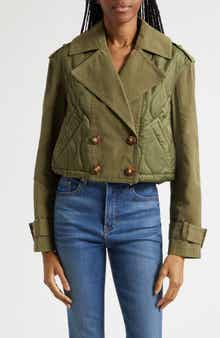 Harris Crop Mixed Media Double Breasted Jacket