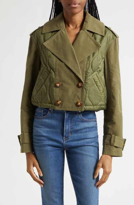 Harris Crop Mixed Media Double Breasted Jacket