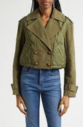 Veronica Beard Harris Crop Mixed Media Double Breasted Jacket