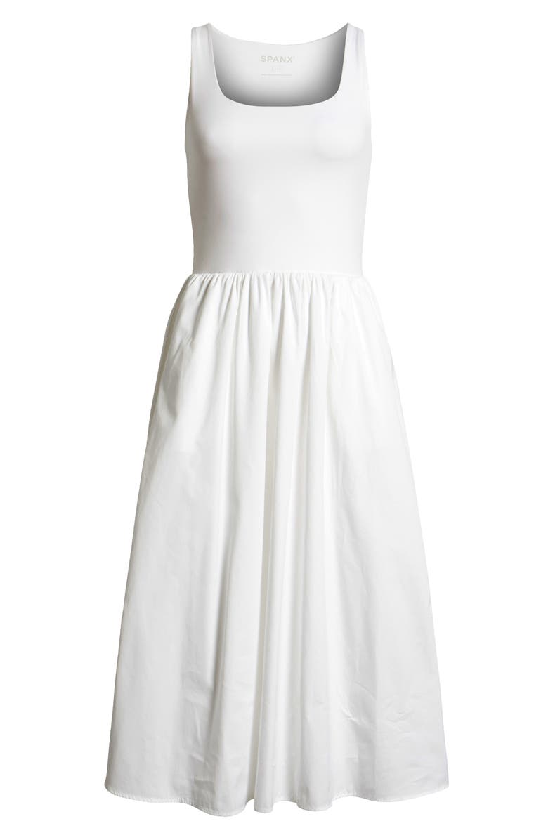 SPANX<sup>®</sup> SPANXsmooth<sup>™</sup> Jersey Mixed Media Midi Dress, Alternate, color, Classic White