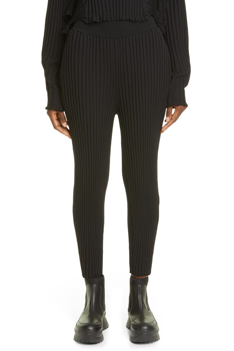 Rib Wool Blend Sweater Pants, Main, color, BLACK