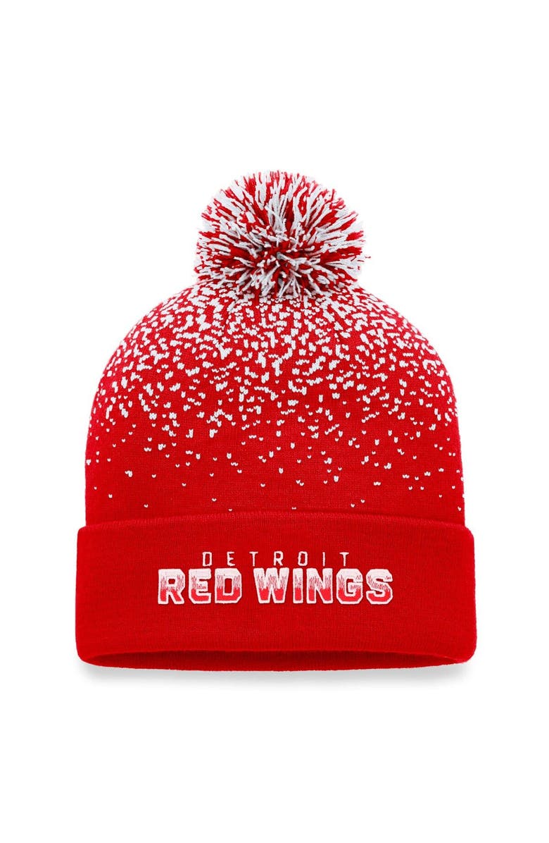 FANATICS Men's Fanatics Branded Red Detroit Red Wings Iconic Gradient Cuffed Knit Hat with Pom, Main, color,