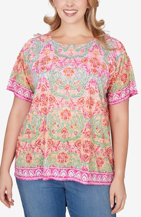 Sublimation Floral Short Sleeve Jersey Top (Plus)