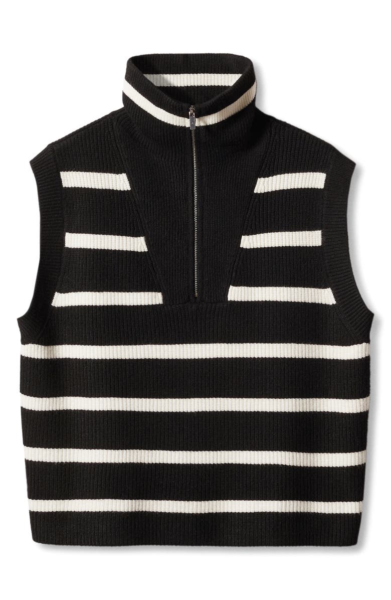 MANGO Stripe Sleeveless Sweater, Alternate, color, Black