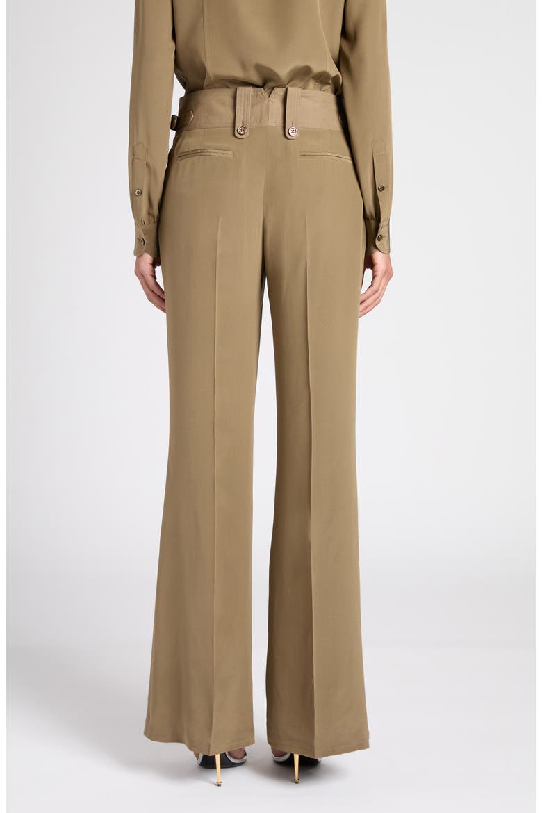 Pleated Wide Leg Silk Crêpe de Chine Pants, Alternate, color, FG501 KHAKI