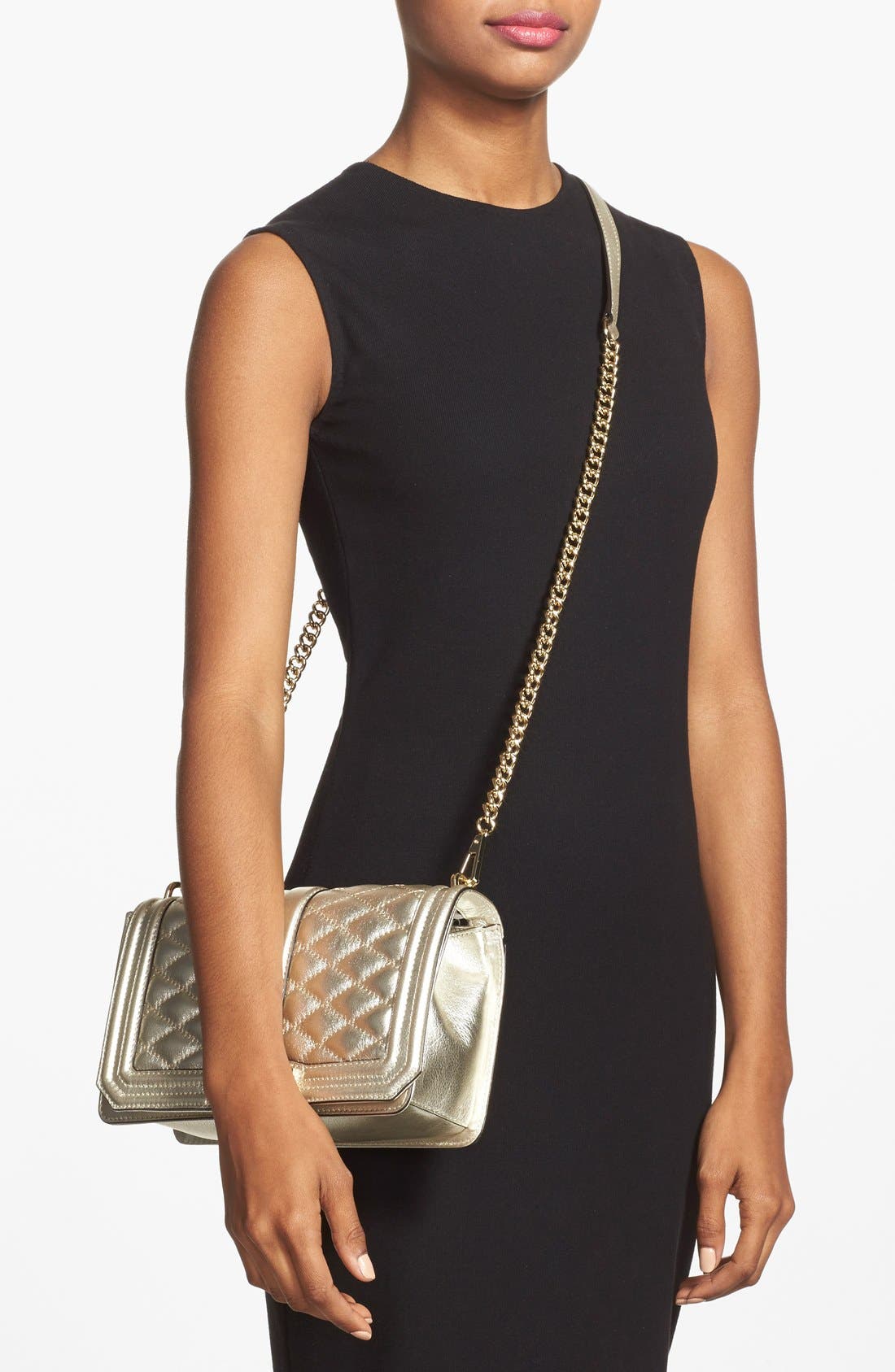 Love Leather Crossbody Bag, Alternate, color, PEWTER/ LIGHT GOLD