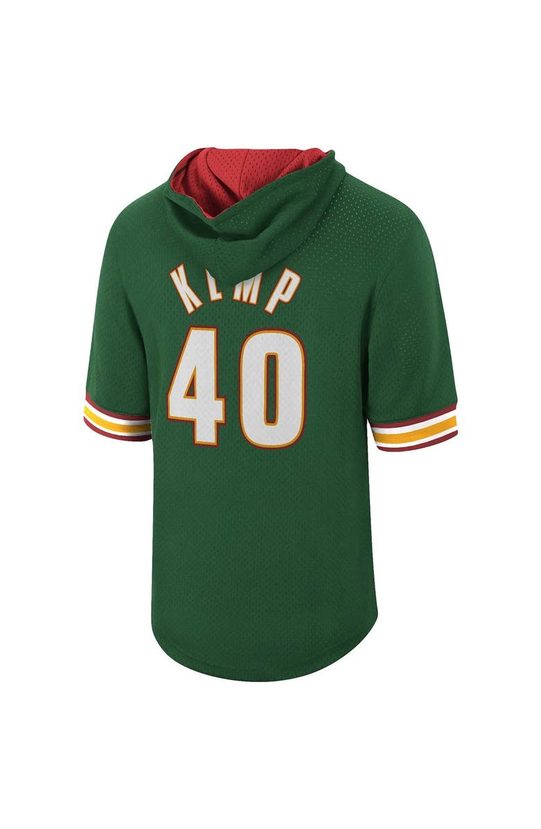 Mitchell & Ness Men's Mitchell & Ness Shawn Kemp Green Seattle SuperSonics Mesh Hardwood Classics Name & Number Short Sleeve Hoodie, Alternate, color,