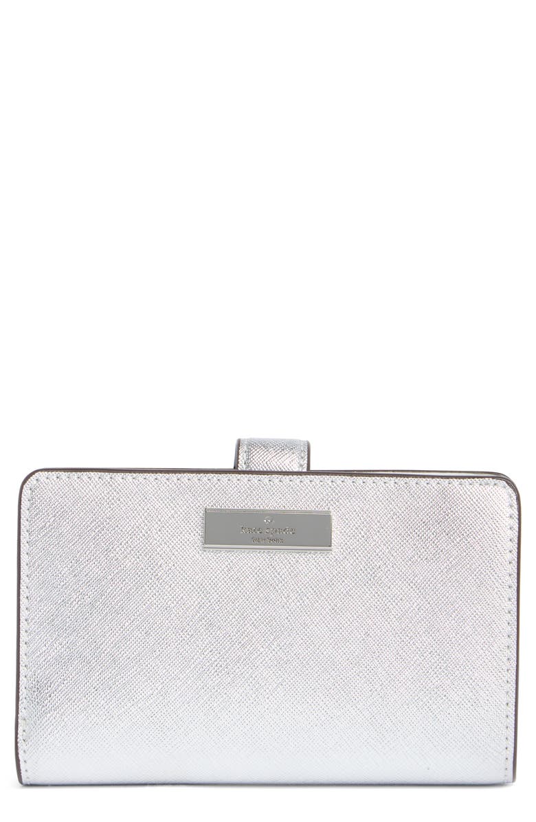 Kate Spade New York kenzie metallic bifold wallet, Main, color, Lunar Light