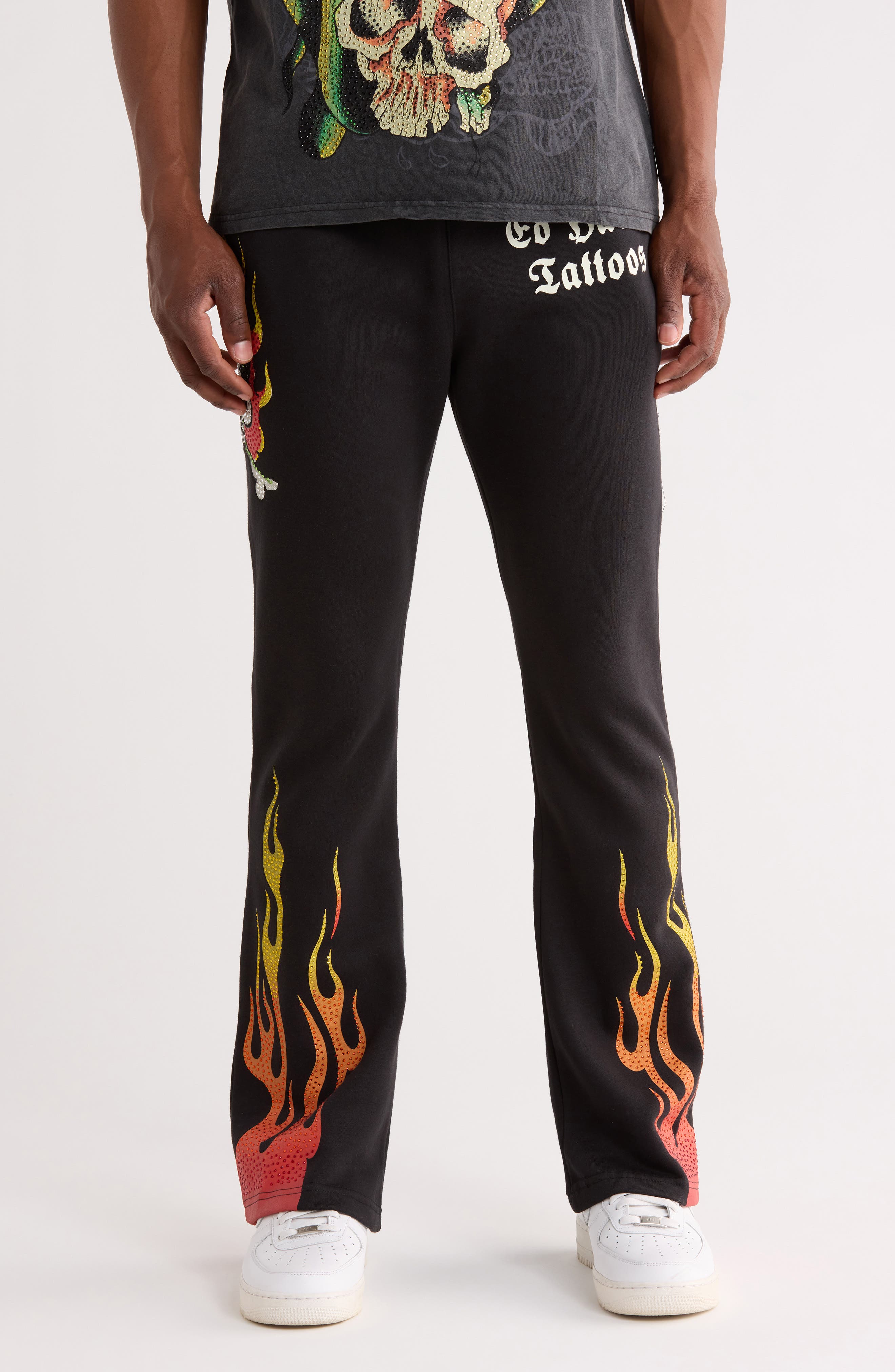 Ed Hardy Skull Flames Bootcut Sweatpants