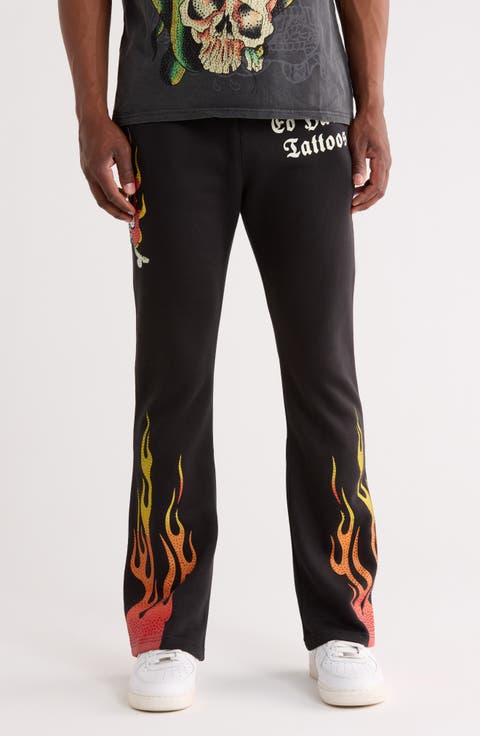 Skull Flames Bootcut Sweatpants