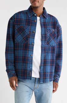 Loose Fit Check Washed Denim Shirt Jacket