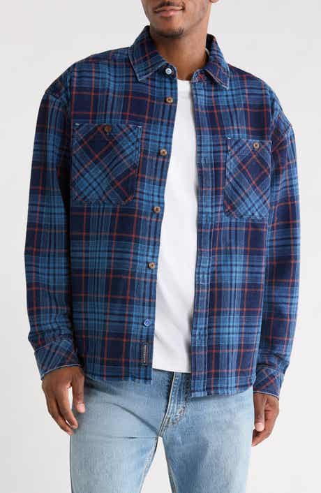 Loose Fit Check Washed Denim Shirt Jacket