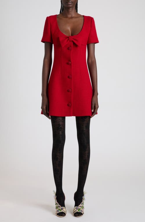 Valentino Bow-detailed Wool-blend Tweed Mini Dress In Red