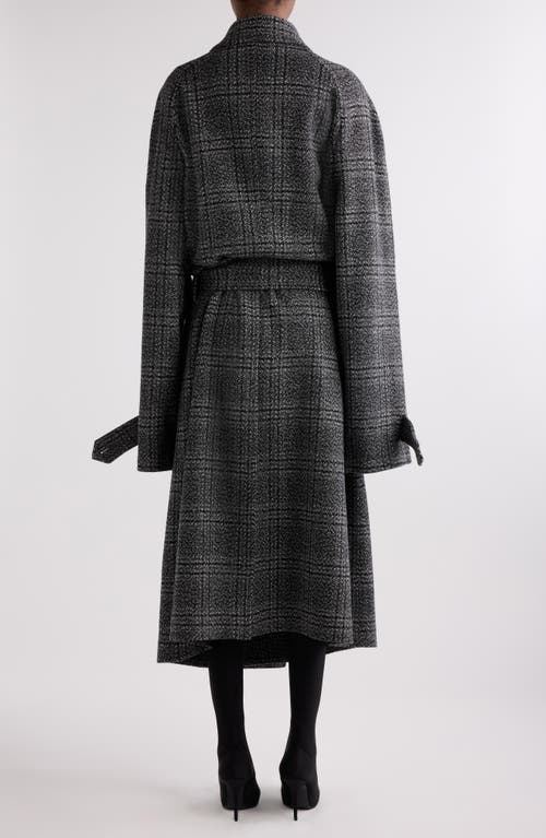 Balenciaga Check Oversize Wool Belted Coat In Multi
