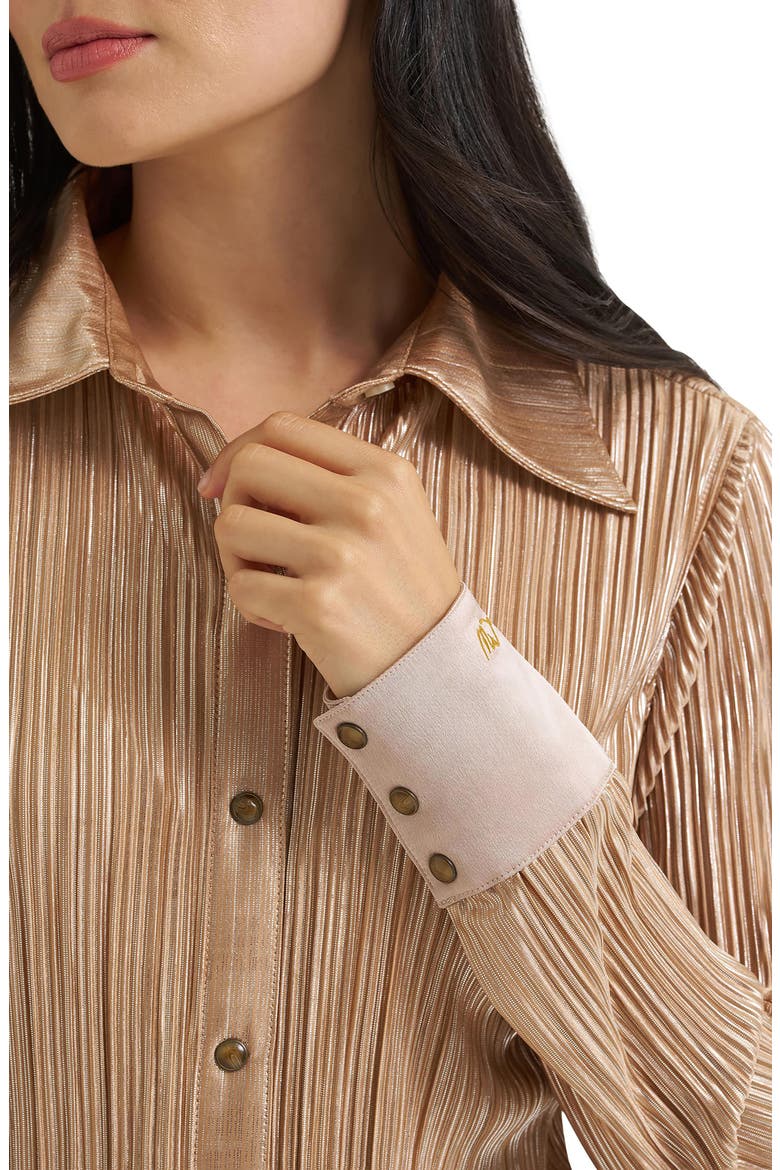 Pliss Long Sleeve Western Shirt, Alternate, color, ROSE GOLD